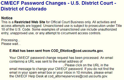 Password Reset Us District Court Of Colorado